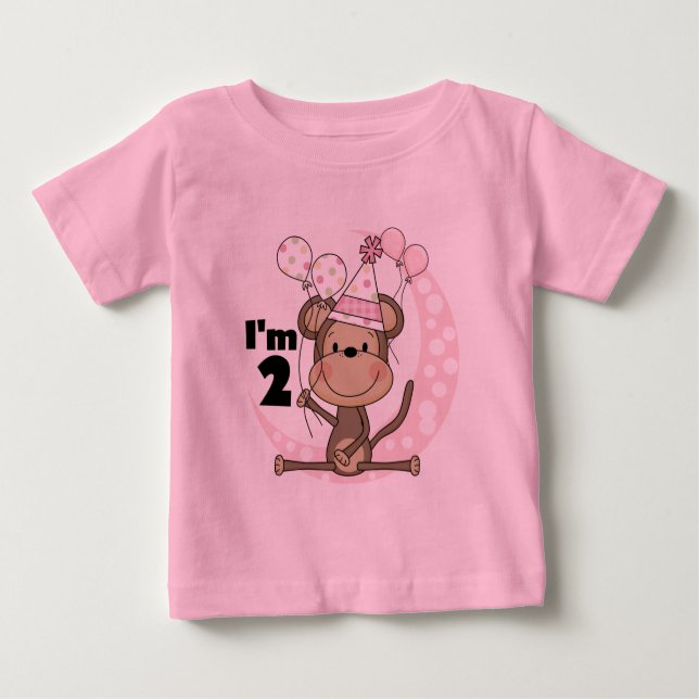 Camiseta De Bebé Mono chica en Fiesta Gorra Segundo cumpleaños (Anverso)