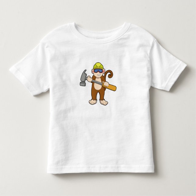 Camiseta De Bebé Mono como artesano con martillo (Anverso)