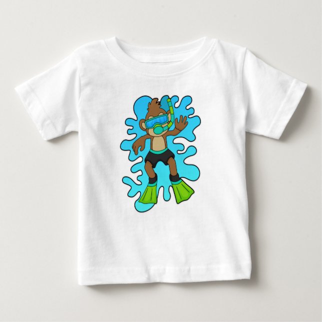Camiseta De Bebé Mono como buceador con Snorkel (Anverso)
