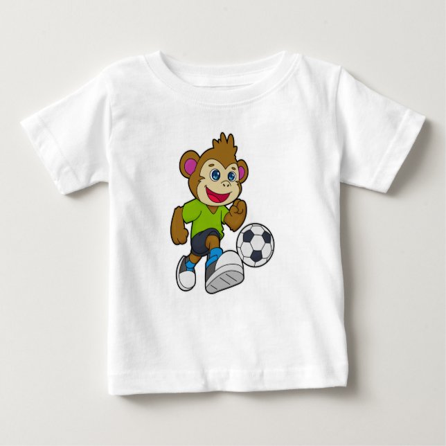 Camiseta De Bebé Mono como jugador de fútbol con fútbol (Anverso)