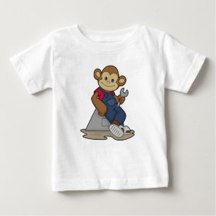 Camiseta De Bebé Mono como mecánico con llave