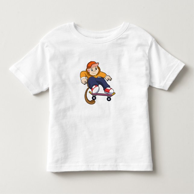 Camiseta De Bebé Mono como patinador con patineta (Anverso)