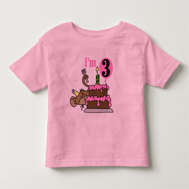 Camiseta De Bebé Mono con pasteles de cumpleaños y regalos (Anverso)