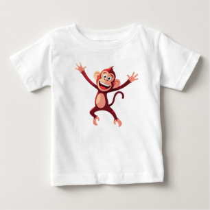 Camiseta De Bebé Mono de dibujos animados alegre saltando