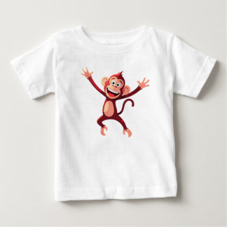 Camiseta De Bebé Mono de dibujos animados alegre saltando 