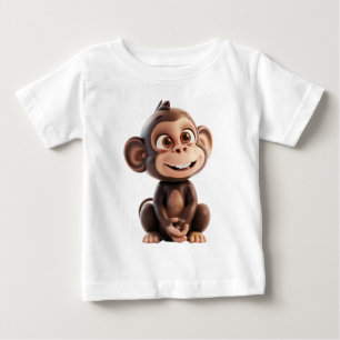 Camiseta De Bebé Mono de dibujos animados feliz en 3D