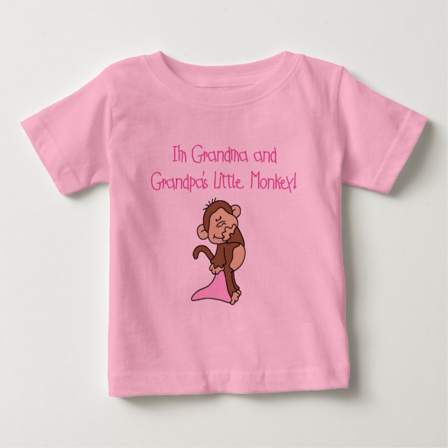 Camiseta De Bebé Mono de la abuela y el abuelo - rosa (Anverso)