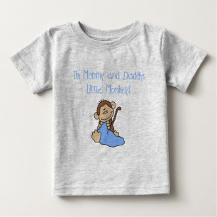 Camiseta De Bebé Mono de mamá y papá -camisetas y regalos azules