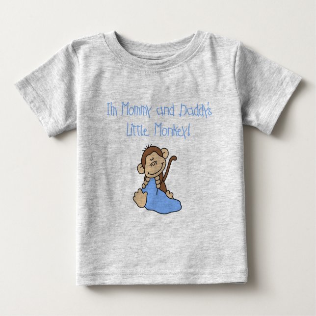 Camiseta De Bebé Mono de mamá y papá -camisetas y regalos azules (Anverso)