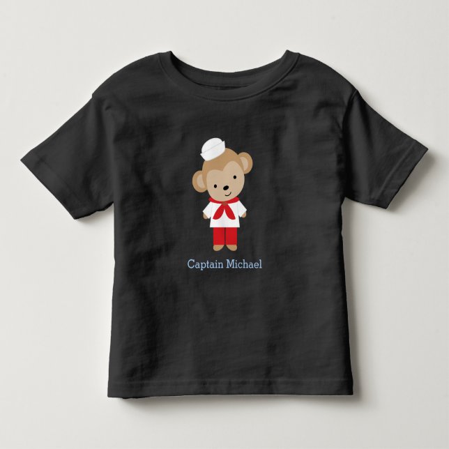 Camiseta De Bebé Mono de marinero personalizado (Anverso)