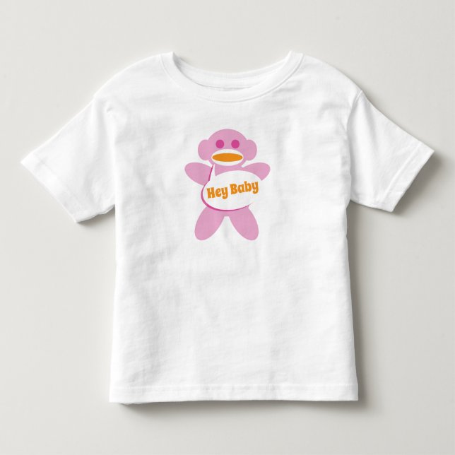 Camiseta De Bebé Mono de media luna bebé Shirt Rosa Personalizado (Anverso)