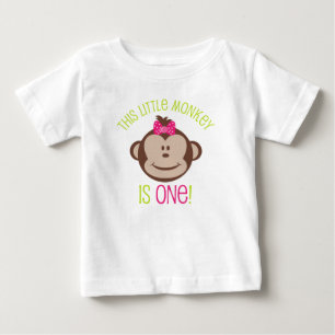 Camiseta De Bebé Mono de moho de niñita 1 cumpleaños