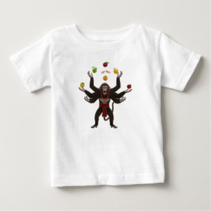 Camiseta De Bebé Mono estresado de varios brazos haciendo malabaris