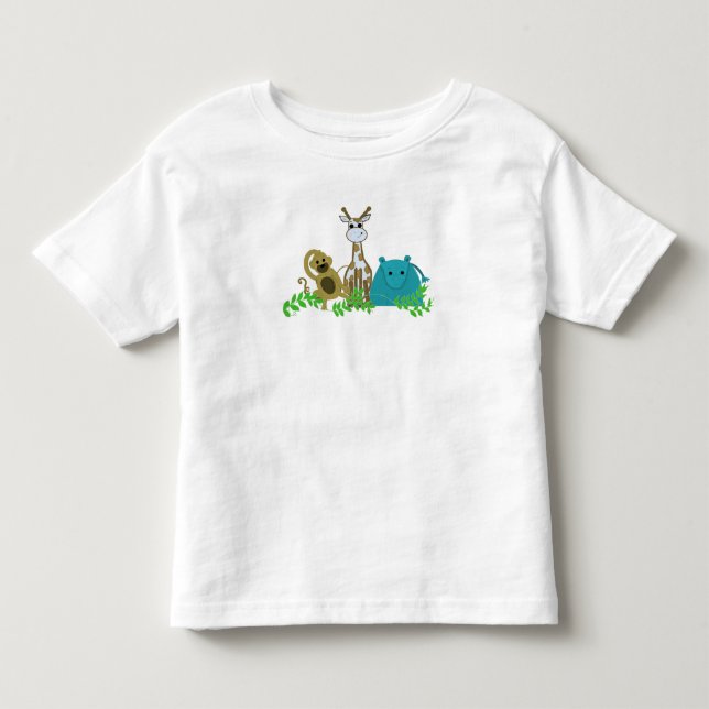 Camiseta De Bebé Mono, Jirafa e Hipopótamo (Anverso)