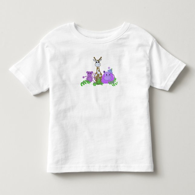 Camiseta De Bebé Mono, Jirafa e Hipopótamo (Anverso)