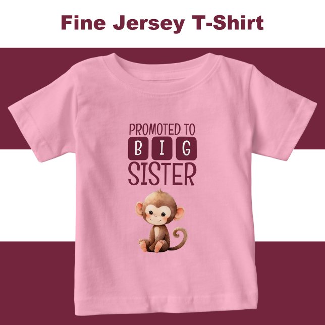 Camiseta De Bebé Mono lindo hermana grande rosa (Subido por el creador)