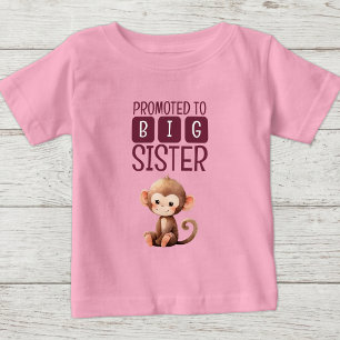 Camiseta De Bebé Mono lindo hermana mayor rosa
