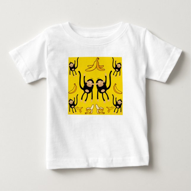 Camiseta De Bebé Mono Lindo y Estampado de Plátano (Anverso)