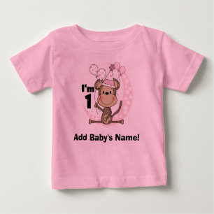 Camiseta De Bebé Mono personalizado del chica en cumpleaños del