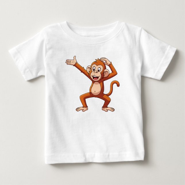 Camiseta De Bebé Mono presentando y rascándose la cabeza (Anverso)