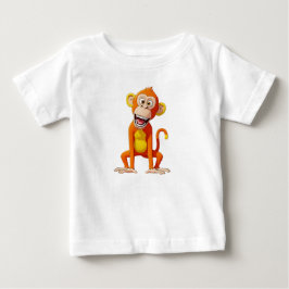 Camiseta De Bebé Mono riendo sobre fondo blanco