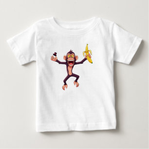 Camiseta De Bebé Mono sosteniendo un plátano