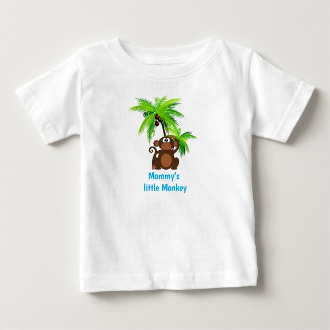 Camiseta De Bebé Mono y palmera Zoológico Animal (Anverso)