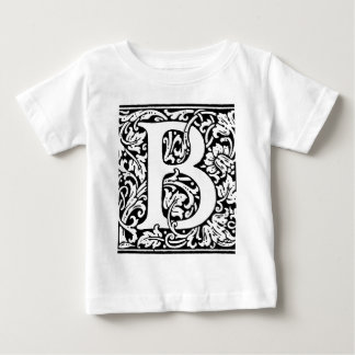 Camiseta De Bebé Monograma B inicial. Patrón floral de nombre perso