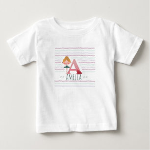 Camiseta De Bebé Monograma Ballerina Rosa "A" de Rubor
