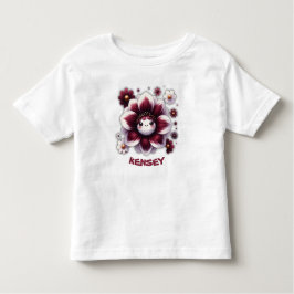 Camiseta De Bebé Monograma Bonita Flor Burgundy y Blanca |