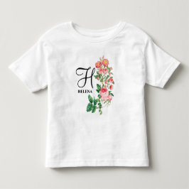 Camiseta De Bebé Monograma Botánico Personalizado Vintage Floral