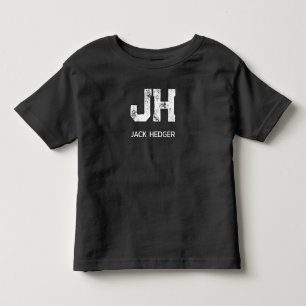 CAMISETA DE BEBÉ MONOGRAMA DE DOS LETRAS BLANCO MINIMALISTA NOMBRE 