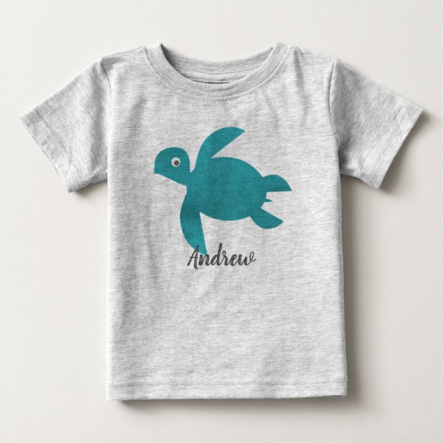 Camiseta De Bebé Monograma de la tortuga acuática (Anverso)