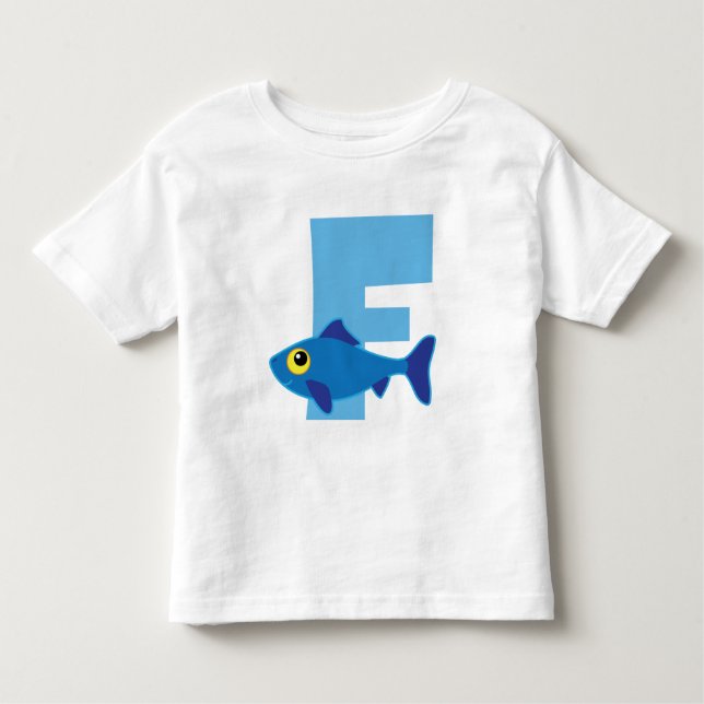 Camiseta De Bebé Monograma del azul de los pescados de F (Anverso)