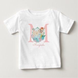 Camiseta De Bebé Monograma dulce de Ilustracion de cachorro suave