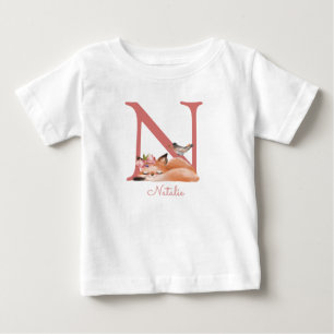 Camiseta De Bebé Monograma dulce de Ilustracion Fox somnoliento