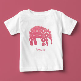 Camiseta De Bebé Monograma Elefante Rosa Bebé