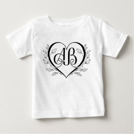 Camiseta De Bebé Monograma elegante del corazón del AB