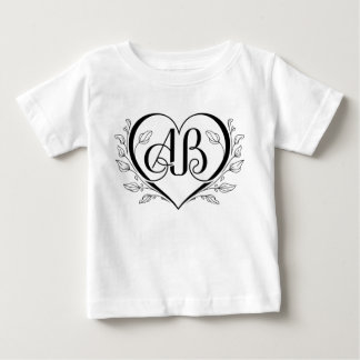 Camiseta De Bebé Monograma elegante del corazón del AB