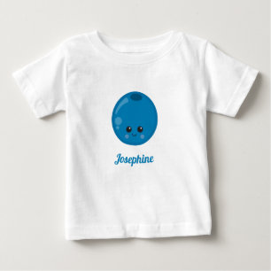 Camiseta De Bebé Monograma Feliz Blueberry