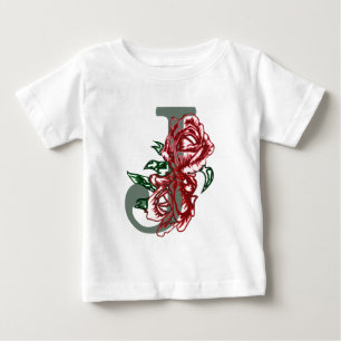 Camiseta De Bebé Monograma floral J letra mayúscula