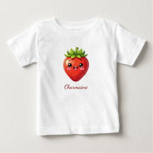 Camiseta De Bebé Monograma fresa kawaii linda