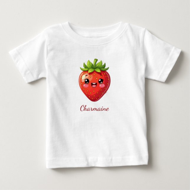 Camiseta De Bebé Monograma fresa kawaii linda (Anverso)