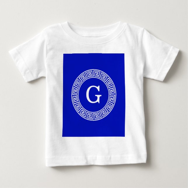 Camiseta De Bebé Monograma inicial del marco de la llave de griega  (Anverso)