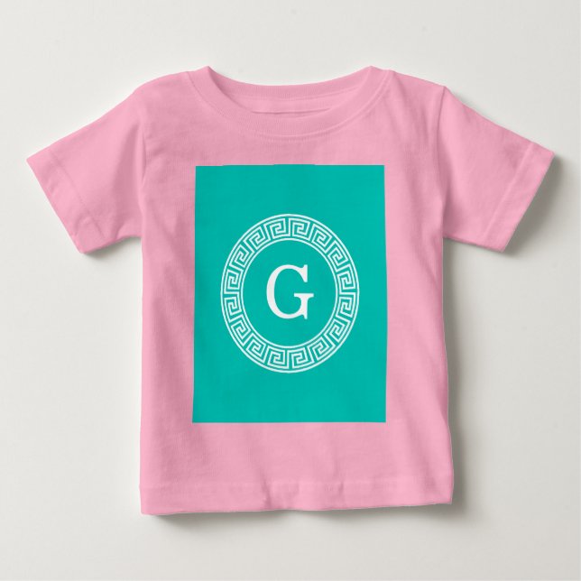 Camiseta De Bebé Monograma inicial del marco de la llave griega bla (Anverso)