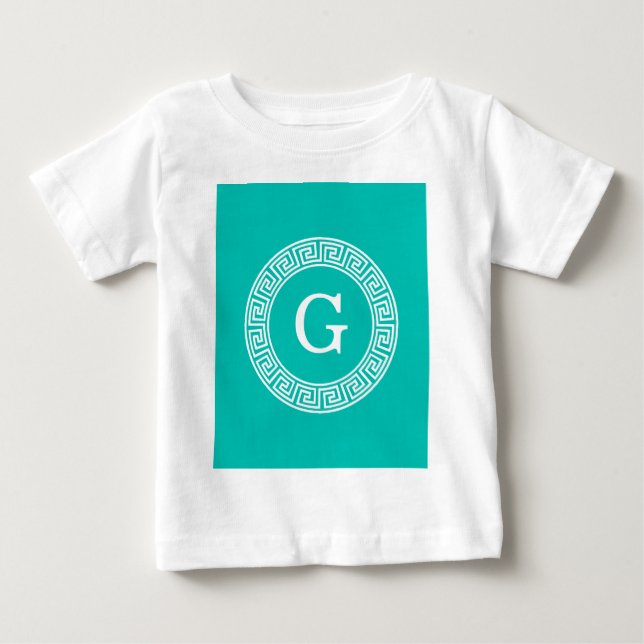 Camiseta De Bebé Monograma inicial del marco de la llave griega bla (Anverso)