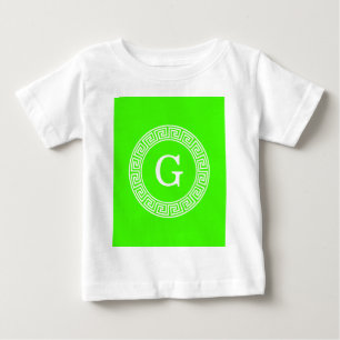 Camiseta De Bebé Monograma inicial del marco de la llave griega Lim