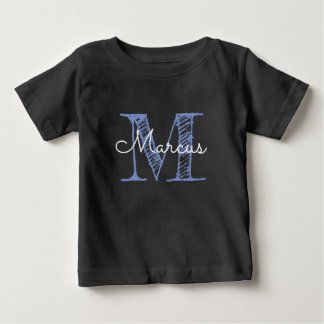 Camiseta De Bebé Monograma Nombre personalizado Bebé Niño Negro Cam
