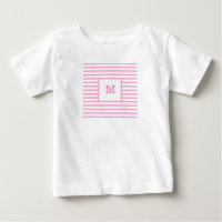 Monograma Personalizado de franjas rosadas y blanc
