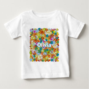 Camiseta De Bebé Monograma personalizado o patrón floral de nombre
